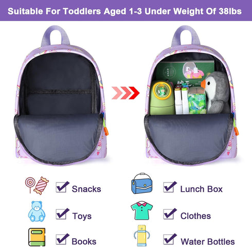 Accmor Toddler Harness Backpack Leash, Mini Unicorn Backpacks with Anti-Lost Wrist Link, Cute Child Backpack Walking