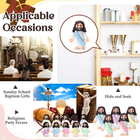 Bememo 100 Pcs Jesus Toys, Miniature Jesus Figurine for Easter Egg Stuffers, Classic Religious Gifts