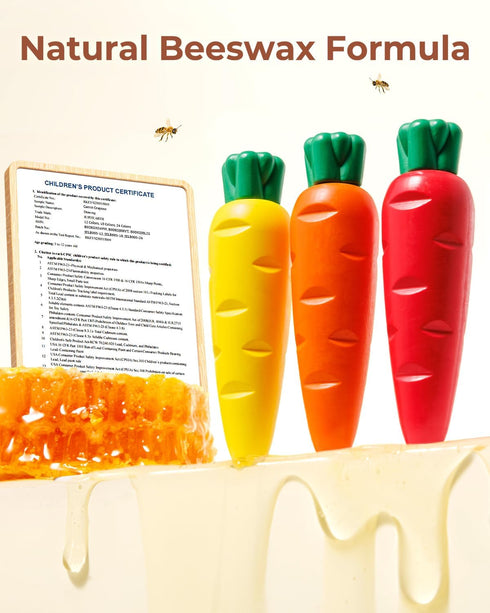 24 1-3 30-Page 120 JUPITEARTH Carrot Crayons for Kids Colors, Non Toxic Beeswax Crayons for Toddlers with Coloring Book