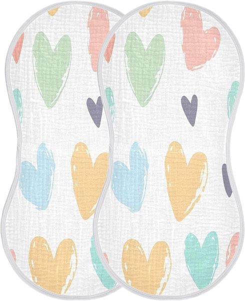 YETTASBIN Love Heart Muslin Baby Burp Cloth, Super Soft Absorbent Cotton Burp Rag Baby Bibs Feeding Cloth for Newborn