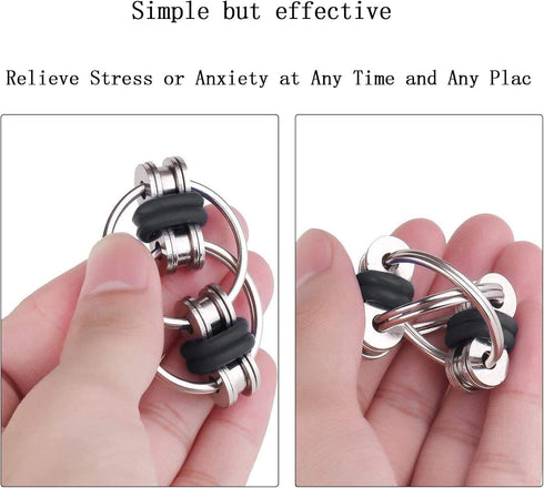 DBlosp 3 Pack Fidget Toy Flippy Chain Stress Anxiety Relief Chain ADHD and ADD, Anxiety Relief Bike Chain Toys