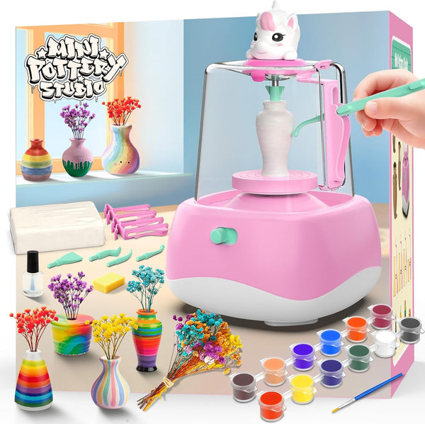 Mini Pottery Wheel for Kids - Pottery Painting Craft Kit with 2.3in
