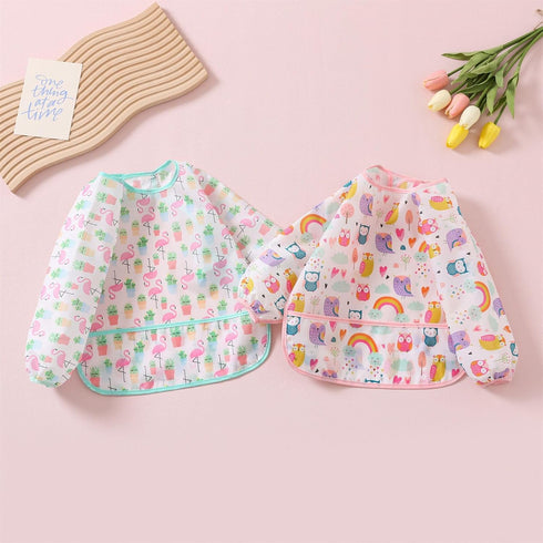 3 3-24 Pcs Waterproof Long Sleeves Baby Bibs Weaning Smock Bib Months