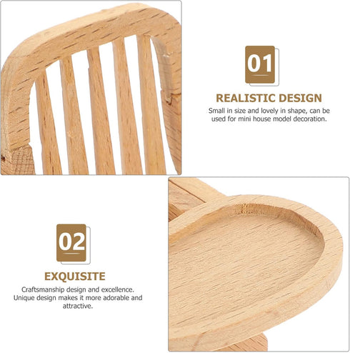 jojofuny Miniature Highchair Dollhouse Wooden High Chair 1:12 Scale Desktop Chair Accessories