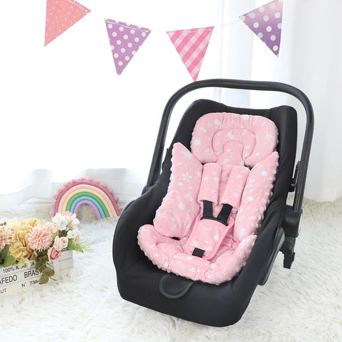 Car Seat Head Support Baby, Soft Infant CarSeat Insert with Strap Covers for Girls, Newborn Insert for carseat