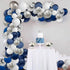 124pcs Blue Silver White Balloons Garland Arch Kit, 5/10/12/18 Inch Set for Birthday Wedding Graduation Party Decor