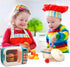 CUTE STONE Microwave Toys Kitchen Play Set, Kids Electronic Oven with Cookware and Play Food