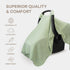 Comfy Cubs Baby Car Seat Cover - Soft, Breathable Bamboo Rayon and Muslin Cotton Blend - Lightweight Canopy for Sun