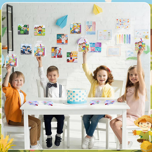 Fullhawl 24 4 4 Inch Career Puzzles x Color Your Own Puzzles Occupation Theme DIY Jigsaw Crafts with Stackable Crayons