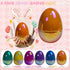 PNIOTAIN 6 6 Inch (Shimmer) Pcs Large Easter Eggs Fillable, Colorful Jumbo Plastic Empty Egg Stand Upright for Easter