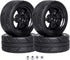 Pre-Glued 12mm Hex Wheels Rims and Rubber Tires, OD 2.55" for Traxxas Tamiya HPI HSP Redcat RC 1/10 On Road Racing Car,