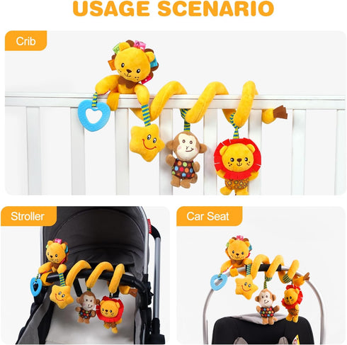 0-3-6-9-12 Tummy (07-Little Jollybaby Crib Stroller Car Seat Toys for Baby Months, Time Hanging Sensory Toys