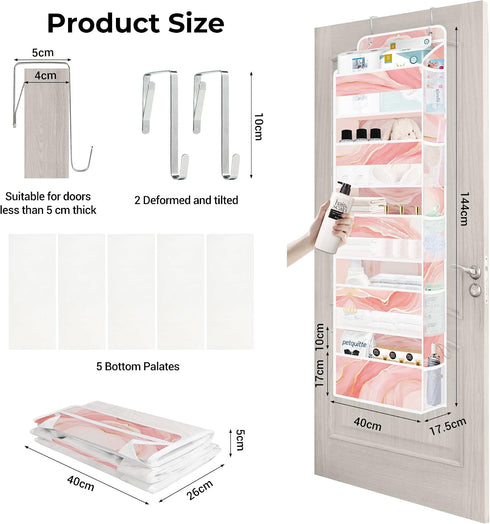Closet 5-Tier Clastyle Marble Over the Door Organizer Nursery Hanging Storage Organizer for Women Girls Clothes Diaper