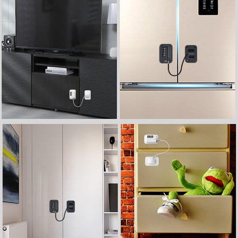 Fridge Lock 2 Pack, Heavy Duty Combination Refrigerator Lock for Cabinets, Windows, and Child Safety