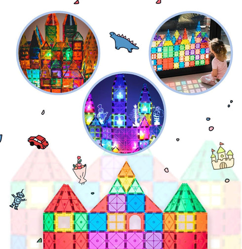 102PCS Magnetic Tiles Building Blocks Stem Toys for 3+ Year Old Boys and Girls, Montessori Toddler Gifts