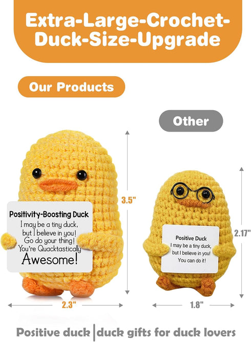 Positive Affirmation Companion Crochet Duck, Inspirational Crochet Animals Stress Anxiety Relief Toys, Handmade Mental