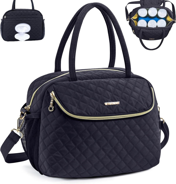 Breastmilk Cooler Travel Bag with 2pcs Wipes Dispensers and Ice Pack -