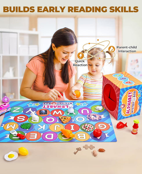 Mystery Alphabet Box for Kids - 52 PCS Letters Sorting Matching Game Activities, Fine Motor Learning Toys for Preschool