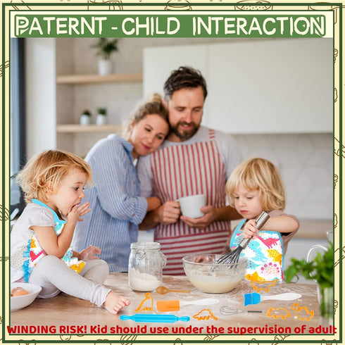 Set, 26Pcs 3-8 KAEGREEL Kids Baking Chef with Dinosaur Apron & Hat Role Play Cooking Chef Cooking Dress Up Toys