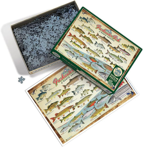 Cobble Hill 1000 Piece Puzzle - Freshwater Fish of North America - Sample Poster Included