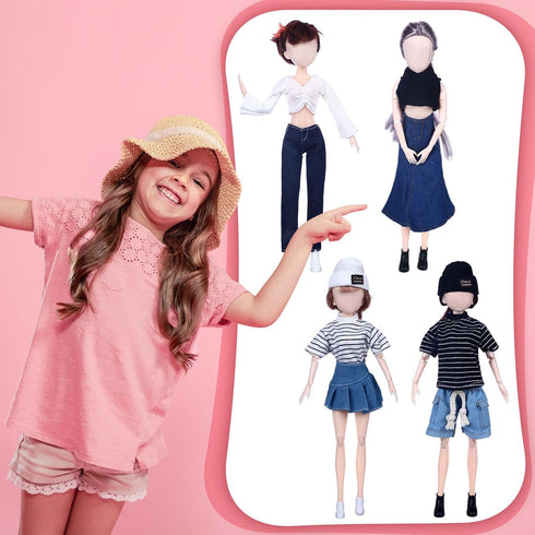 Geyoga 14 Pcs Doll Clothes & Accessories for 11.5 Inch Girl Doll, Denim Cotton Doll Cloth, Pants & Shoes Casual Wear