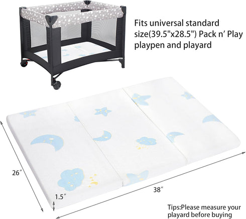 Ressainic Pack Pack Mattresses,38 26" Inch and Play Mattress PadTrifold Portable Crib N Play * Jacquard Playpen
