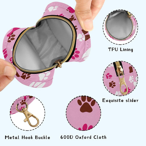 Cat Paw Prints Round Pacifier Storage Case with Zipper, Portable Pacifier Case for Travel, Diaper Bag & Purse, Pacifier