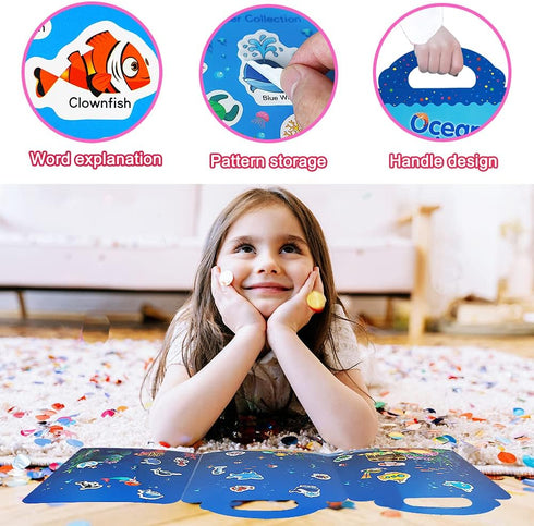 Yowlieu 3 Sets 3 4 5 3-5 Reusable Sticker Books for Kids, Travel Removable Toddler Sticker Books for Year Old Girls