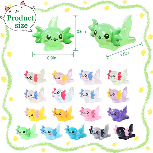 CozyWhimsy 17 (170 Luminous Mini Resin Axolotl Glow Tiny Little Resin Axolotl hides Plastic Animals Digital Garden