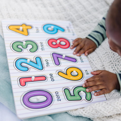 Melissa & Doug Wooden Peg Puzzle - Lift & See Numbers, 10 Pieces, FSC Certified