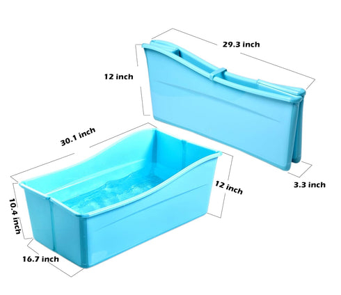G Ganen 30Inch Plastic Foldable Bathtub for Shower Portable Ice Bath Tub Blue