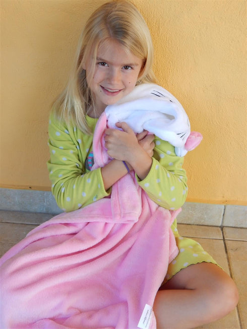 Hooded Toddler Blanket | Plush Soft Animal Baby Hoodie Blankie 36x27 + Hood, Light Pink