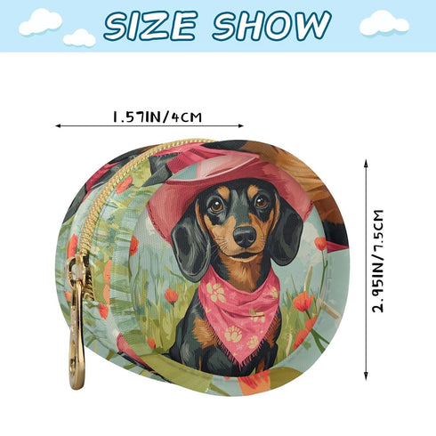 YETTASBIN Cute Dachshund Dog Portable Pacifier Holder Case with Metal Hook Buckle & Zipper for Diaper Bag and Stroller