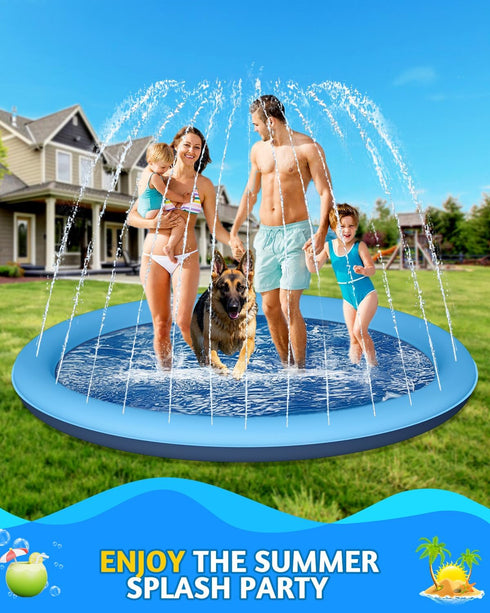 BoucyBudy 67" Summer 1-3 4-8 Dog Splash Pad, Heavy Duty Non-Slip Sprinkler Play Mat, Outdoor Water Toys for Toddlers