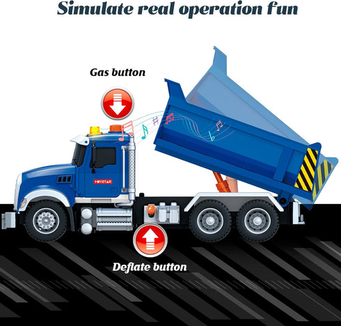 3 4 5 6 Friction Powered Dump Truck Toy for Kids with Lights & Sounds, Large Construction Vehicle for Boys Girls Ages