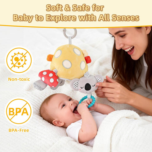 littlove 6-12 3 Musical Baby Pull Vibration Toy for Car Seat Months, Travel Sensory Toy Months, Montessori Plush Toys