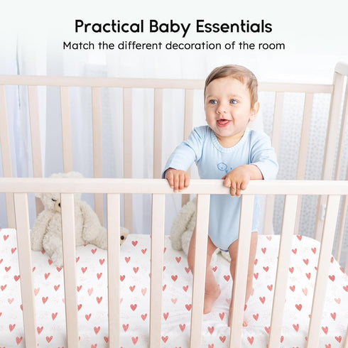 2 Pack 28x52x8in Yoofoss Baby Crib Sheets for Boys Girls, Fitted Crib Sheet for Standard Crib and Toddler Mattress