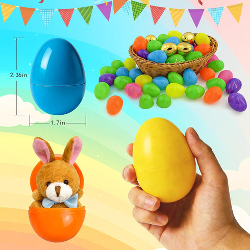 KVBXKBO 518 2.36" 18 Easter Eggs, Fillable Bright Colors Plastic Easter Eggs Empty Include Golden Eggs, Easter