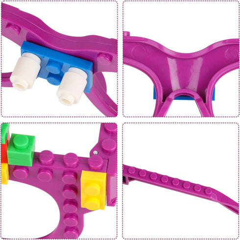 Fowecelt 6 Pcs DIY Building Bricks Glasses, Building Blocks Games for Kids Birthday Party Favors, Boys Girls Carnival