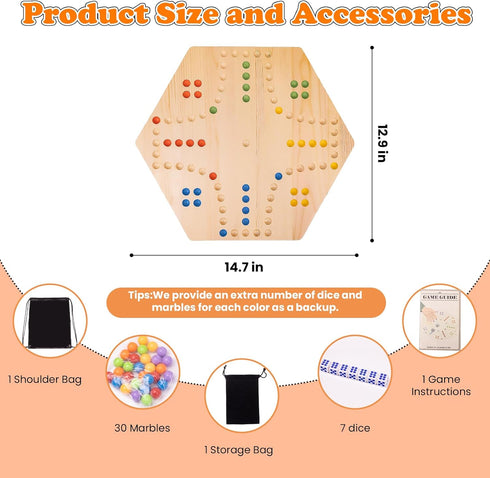 Game,Set:1 Board+30 Marbles+7 Dice+1 Bag+1 Bag,6 Game,2 1 4-6 WodGod Marble Board Storage Shoulder Colors,Fast Track