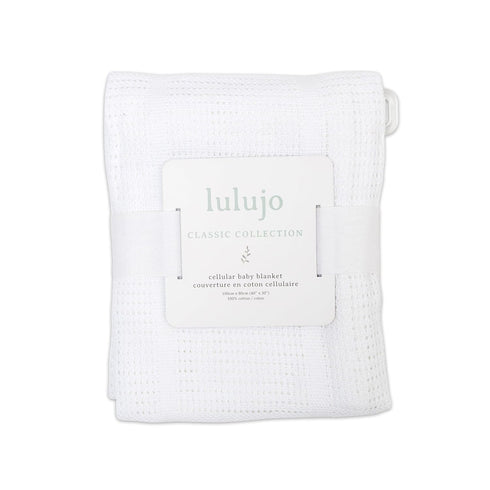 lulujo Baby Cellular Baby Blanket, White
