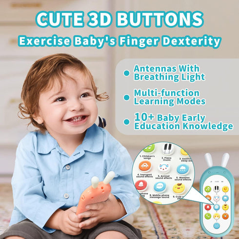12 6 12 Richgv Baby Cell Phone Toy - Sensory Learning Toys with Functions, Light & Multi Sound Effects, Teething Toys