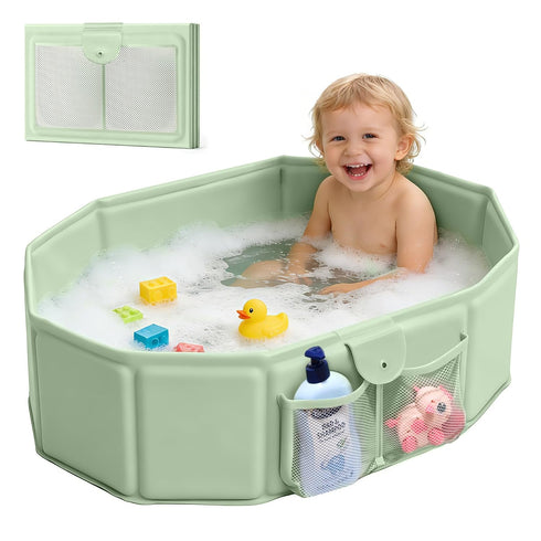Toddler Bathtub for Shower (12M-5Y) Large Collapsible Portable Tub Converts Shower Stall