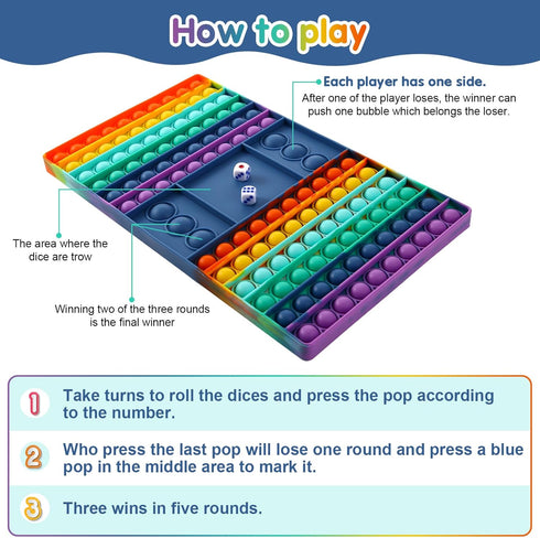Pop Games Fidget Toys for Kids, Pop Chess Board for Multiplication Game, Push Bubble Math Games for Family School