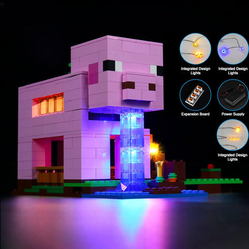 BrickBling Light Kit for Lego Minecraft Pig House 21170 Playset, Creative Lighting for Lego Pig House Compatible with Lego 21170 (No Model, Only Lights) by BrickBling