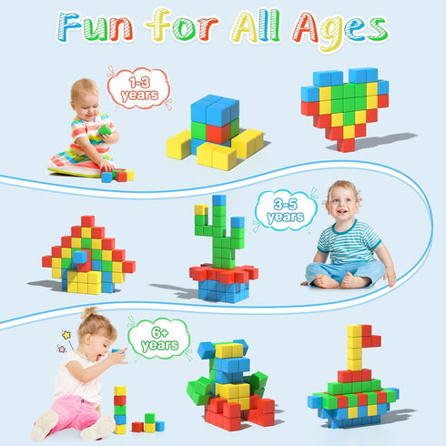 56PCS 1.34in 3D Magnetic Blocks Large, Magnetic Building Blocks, Magnetic Cubes for Toddlers, Preschool Educational
