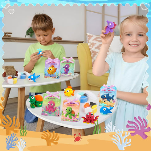 18 Sets Set Capoda Ocean Air Dry Clay Kit for Kids Sea Animal Craft Kit Gifts DIY Modeling Clay Art Crafts for Kids