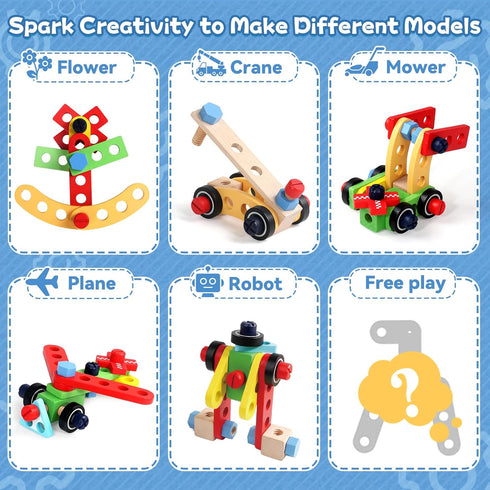Set 3 44 Set 3 4 5 Kids Tool with Drill, Educational Montessori Toys for Year Old Boys Pcs STEM Kids Toys Wooden