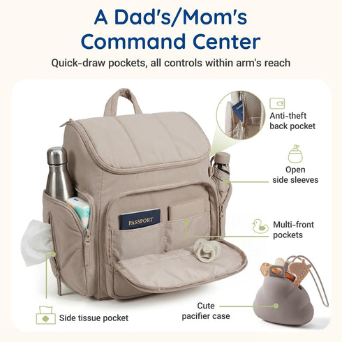 mommore Backpack, Backpack Diaper Bag Baby Bag with Waterproof Changing Pad and Stroller Straps for Toddler, Diaper