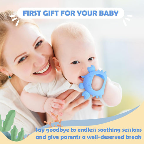 Anboor 2 Pack Baby Teething Toys: Silicone Teethers for Babies 0-6 Months, Anti Dropping Hand Teether for Teething